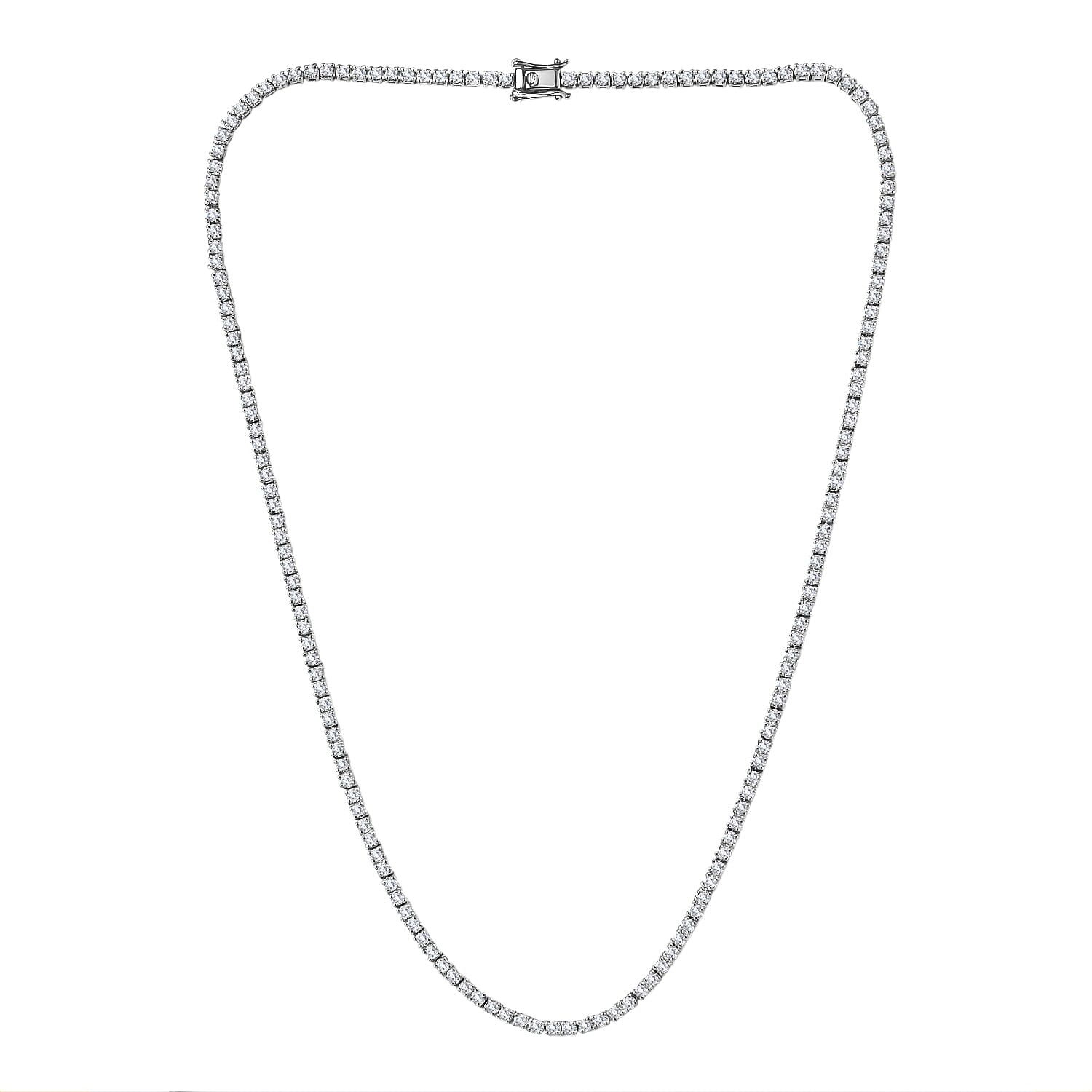 Luxuriant Lab Grown Diamond (SI-GH) Tennis Necklace 1 Row (Size 18) in Rhodium Overlay Sterling Silver 7.48 Ct, Silver Wt. 12.75 Gms. 8323890 3