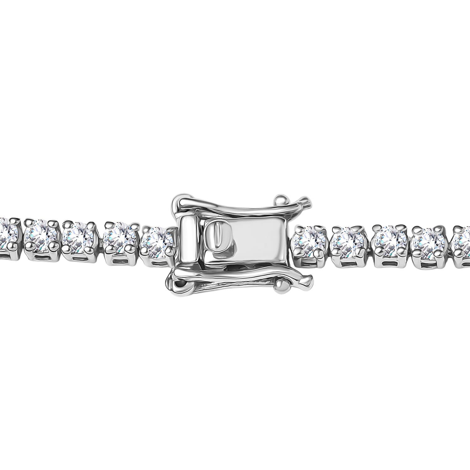 Luxuriant Lab Grown Diamond (SI-GH) Tennis Necklace 1 Row (Size 18) in Rhodium Overlay Sterling Silver 7.48 Ct, Silver Wt. 12.75 Gms. 8323890 4