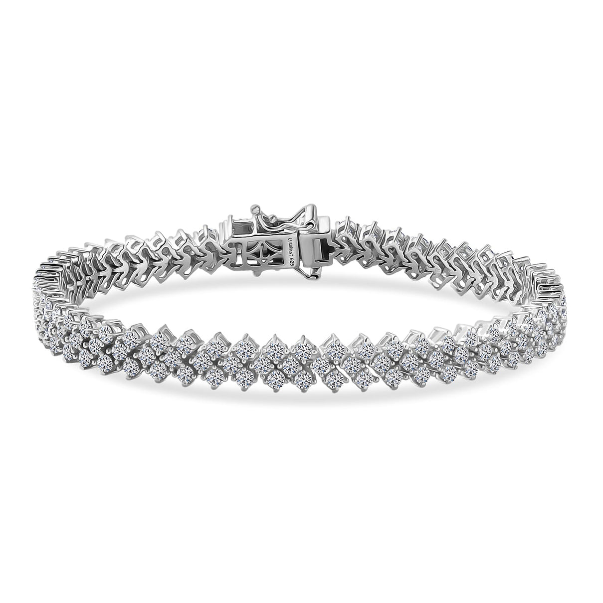 LUXURIANT 7 Ct. Lab Grown Diamond Cluster Bracelet in Rhodium Overlay Sterling Silver 8299588 0