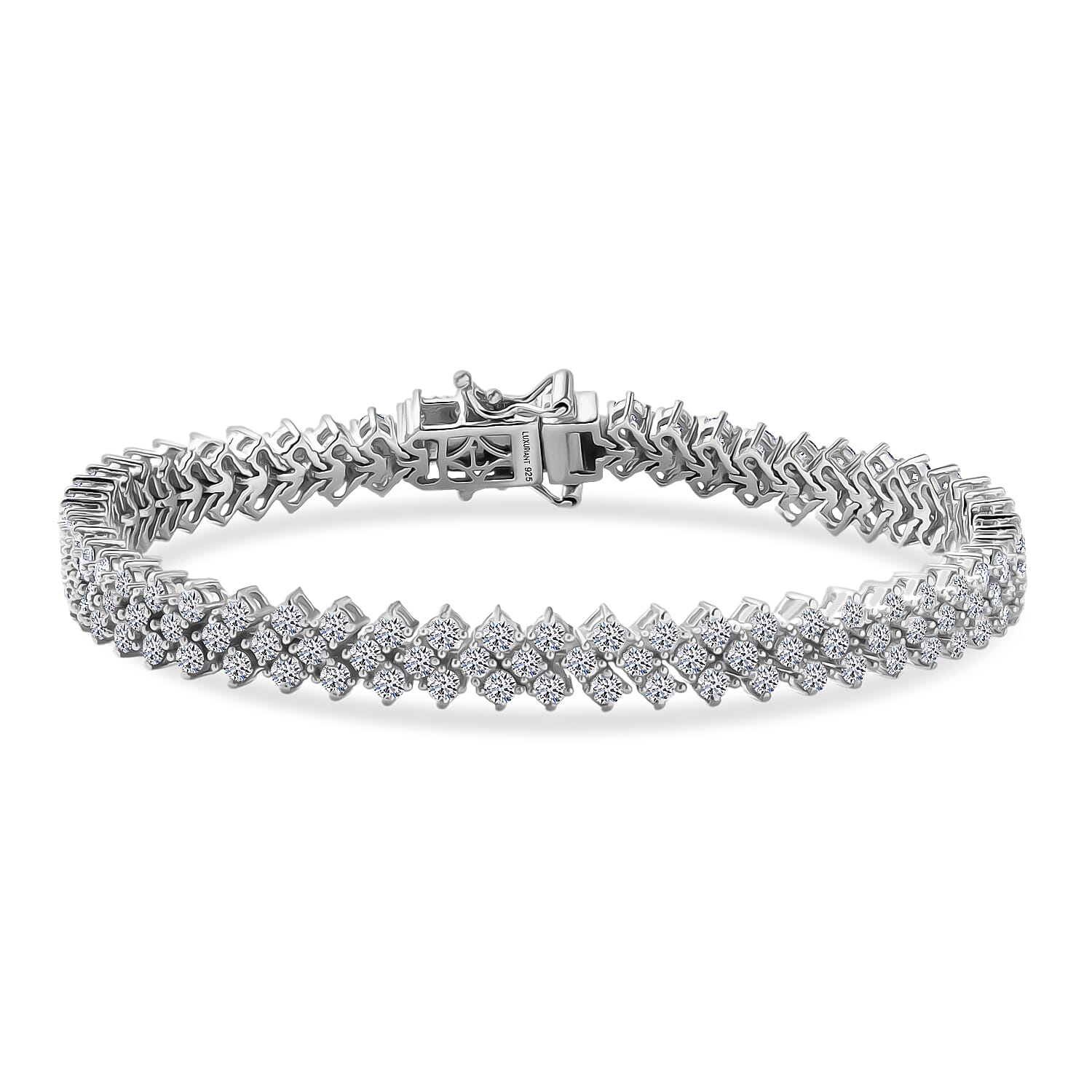 LUXURIANT 7 Ct. Lab Grown Diamond Cluster Bracelet in Rhodium Overlay Sterling Silver 8299588 0