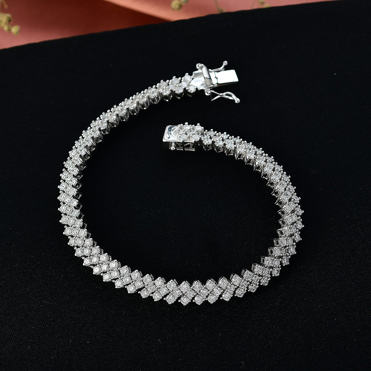 LUXURIANT 7 Ct. Lab Grown Diamond Cluster Bracelet in Rhodium Overlay Sterling Silver 8299588 2