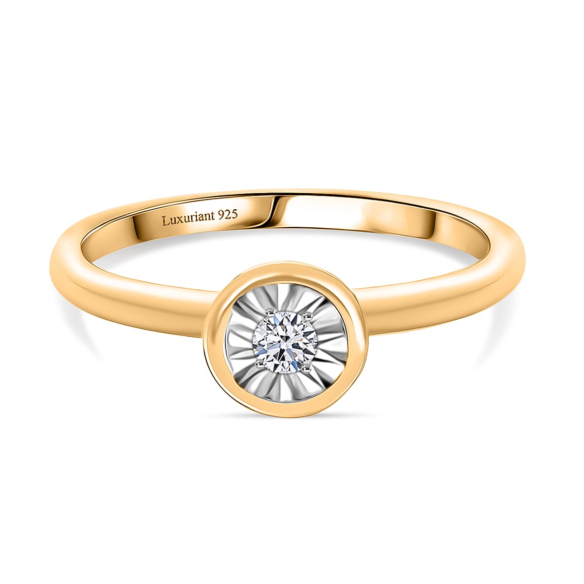Luxuriant Illusion Plated Lab Grown Diamond Ring in 18K Yellow Gold Vermeil Over Sterling Silver 8374534 0