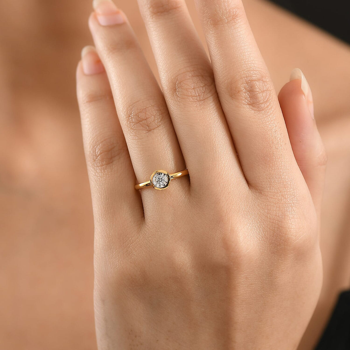Luxuriant Illusion Plated Lab Grown Diamond Ring in 18K Yellow Gold Vermeil Over Sterling Silver 8374534 3