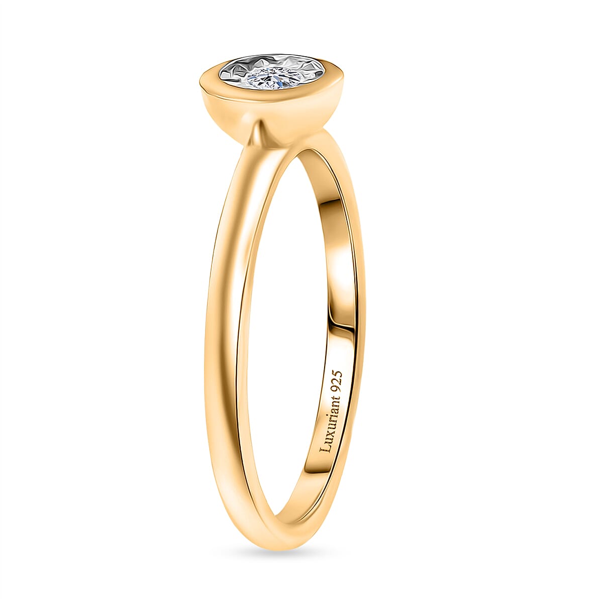 Luxuriant Illusion Plated Lab Grown Diamond Ring in 18K Yellow Gold Vermeil Over Sterling Silver 8374534 4