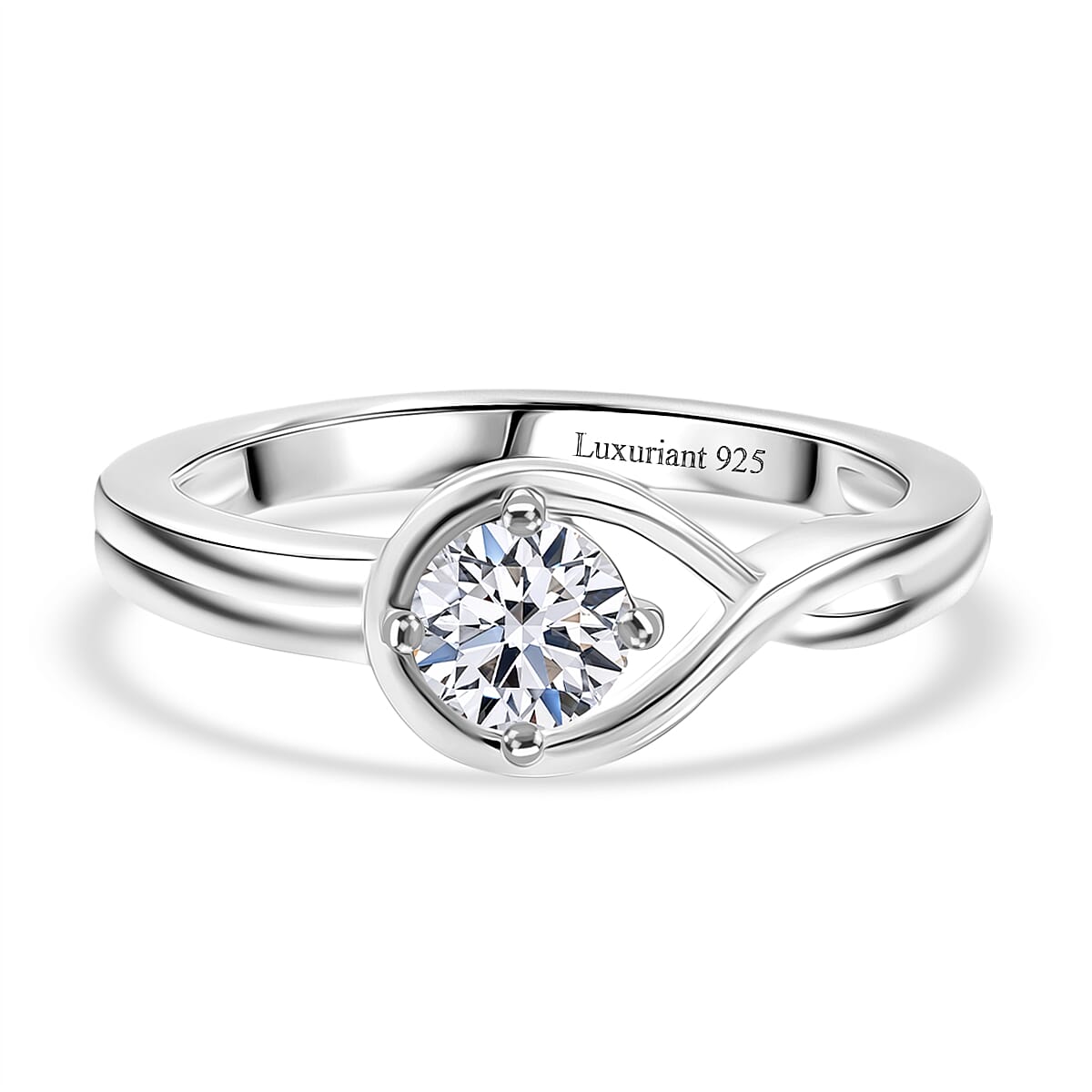LUXURIANT 0.5 Ct. Lab Grown Diamond Solitaire Ring in Rhodium Overlay Sterling Silver 8321944 0