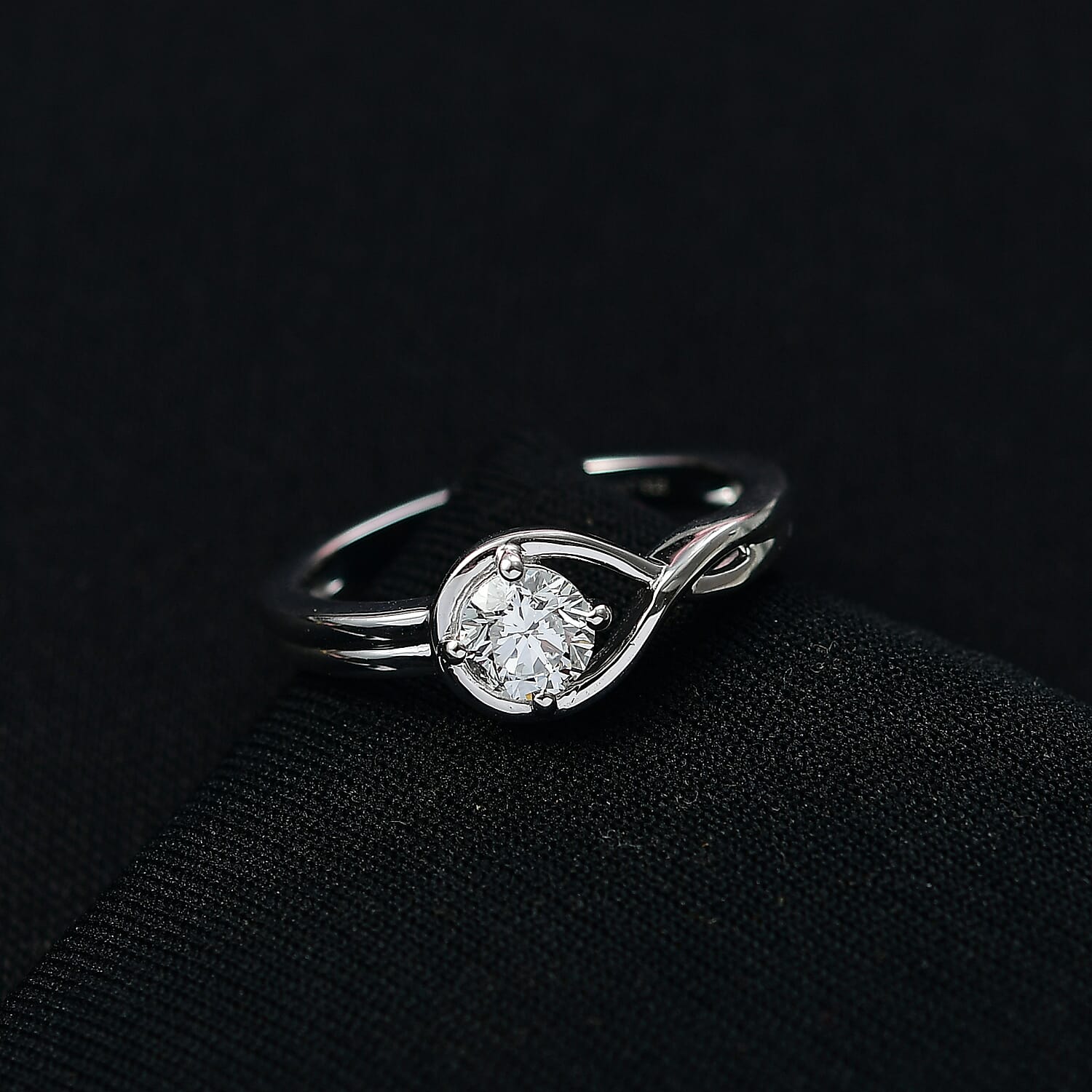 LUXURIANT 0.5 Ct. Lab Grown Diamond Solitaire Ring in Rhodium Overlay Sterling Silver 8321944 1