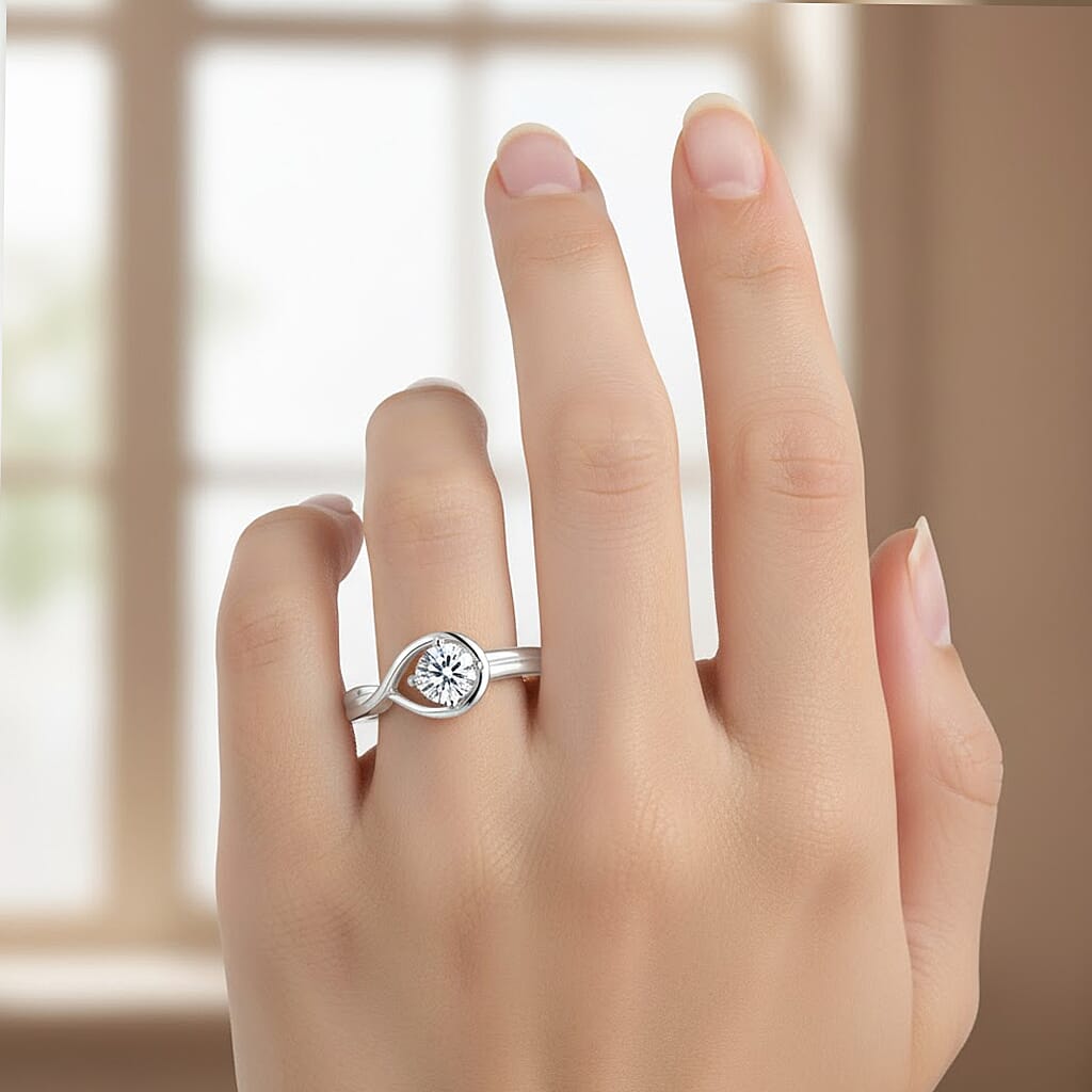 Luxuriant Lab Grown Diamond Solitaire Diamond Ring in Rhodium OverlaySterling Silver  0.540  Ct.