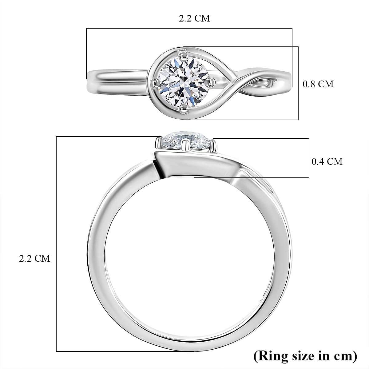 LUXURIANT 0.5 Ct. Lab Grown Diamond Solitaire Ring in Rhodium Overlay Sterling Silver 8321944 5