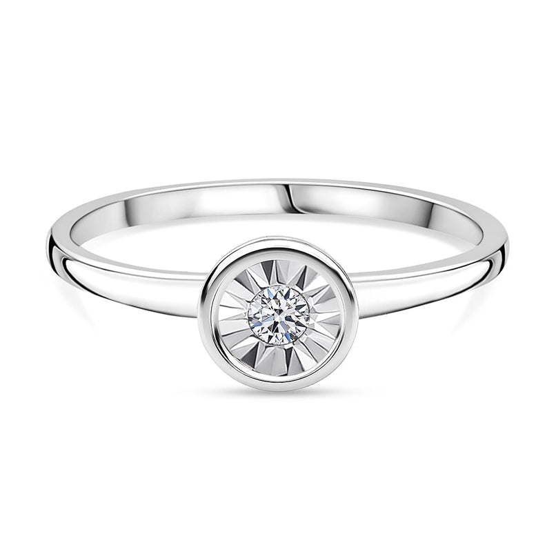 LUXURIANT 0 Ct. Lab Grown Diamond SI G-H Solitaire Ring in Rhodium Overlay Sterling Silver