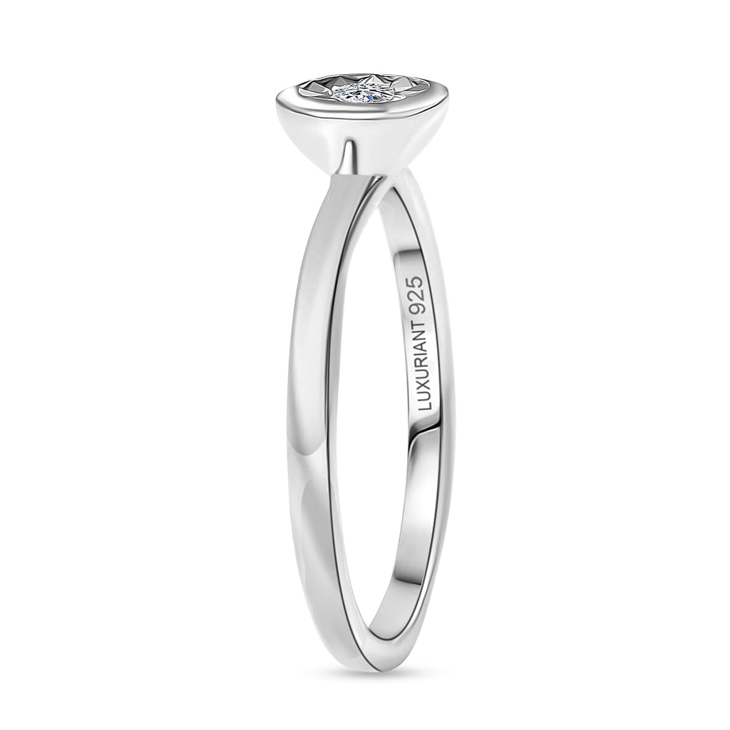 Luxuriant Lab Grown Diamond (SI-G-H) Solitaire Diamond Ring in Rhodium Overlay Sterling Silver