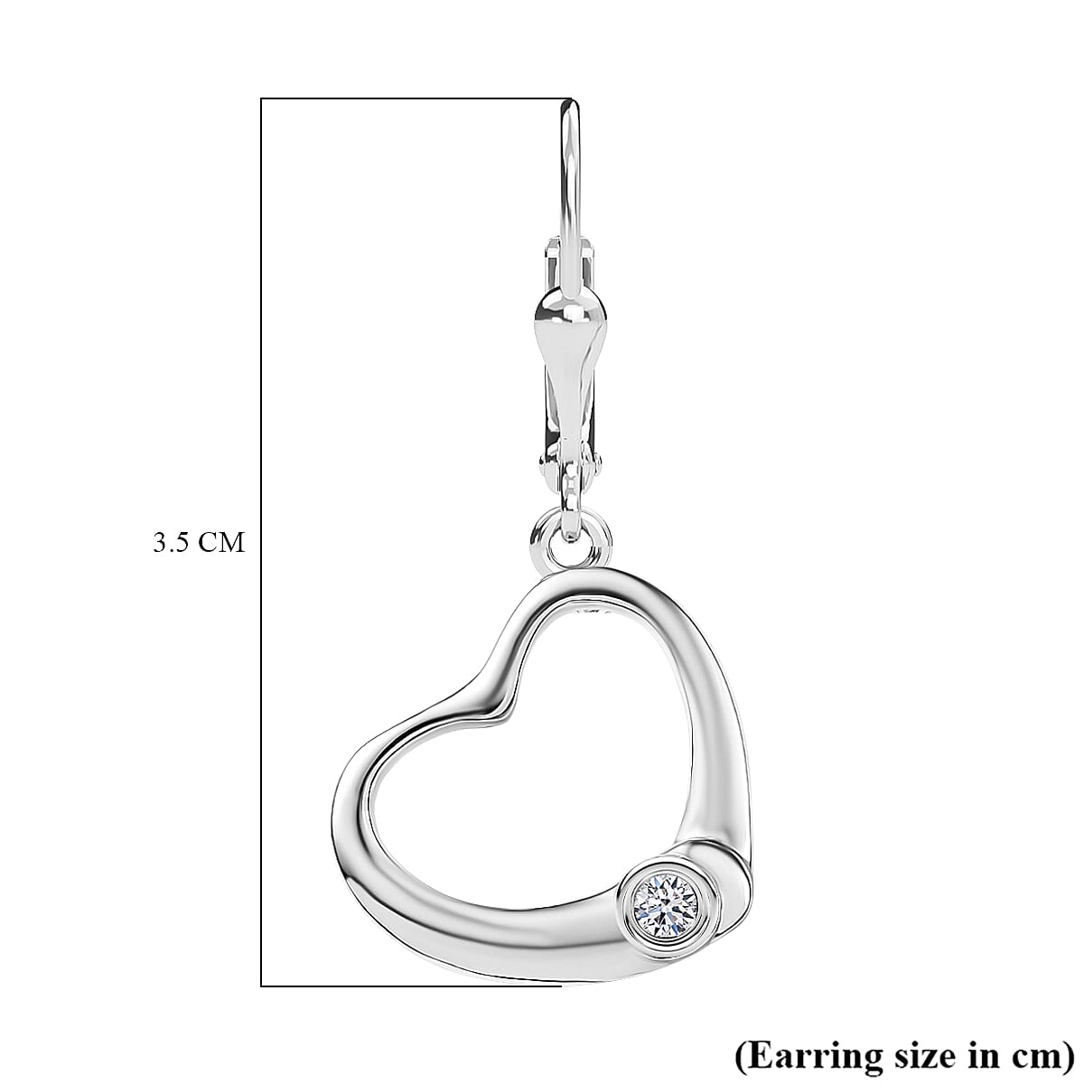 LUXURIANT Lab Grown Diamond Solitaire Heart Earring in Rhodium Overlay Sterling Silver 8265425 6