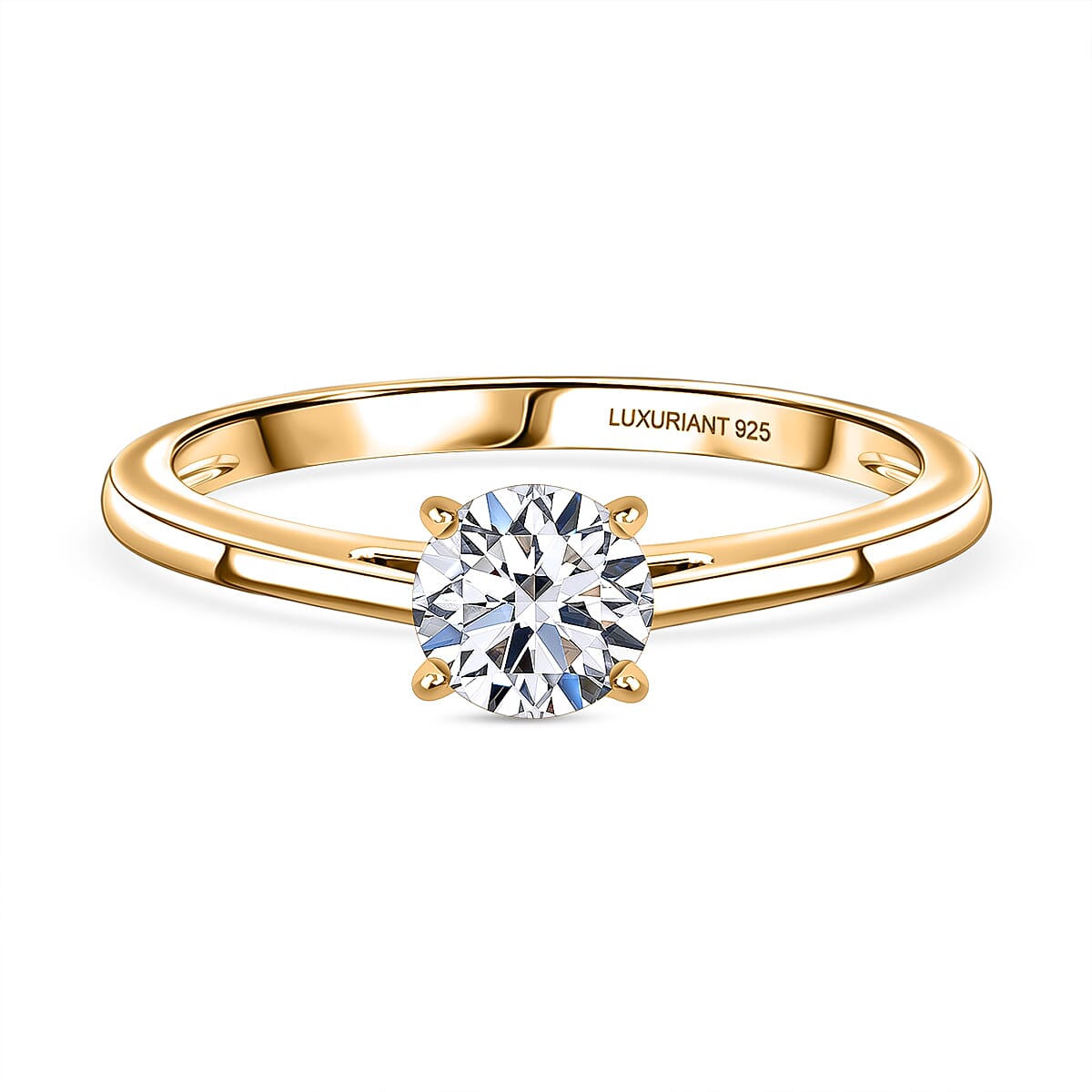 LUXURIANT 0.5 Ct. Lab Grown Diamond Solitaire Ring in 18K Vermeil Yellow Gold Sterling Silver 8291763 0
