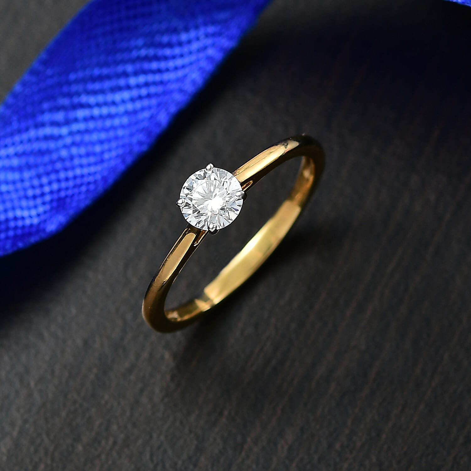 LUXURIANT 0.5 Ct. Lab Grown Diamond Solitaire Ring in 18K Vermeil Yellow Gold Sterling Silver 8291763 1
