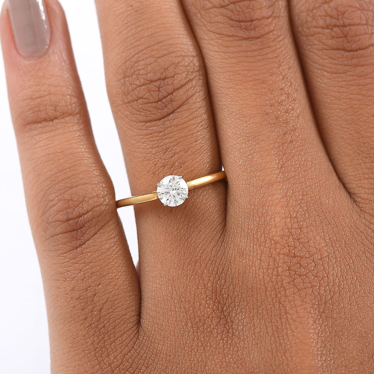 LUXURIANT 0.5 Ct. Lab Grown Diamond Solitaire Ring in 18K Vermeil Yellow Gold Sterling Silver 8291763 2