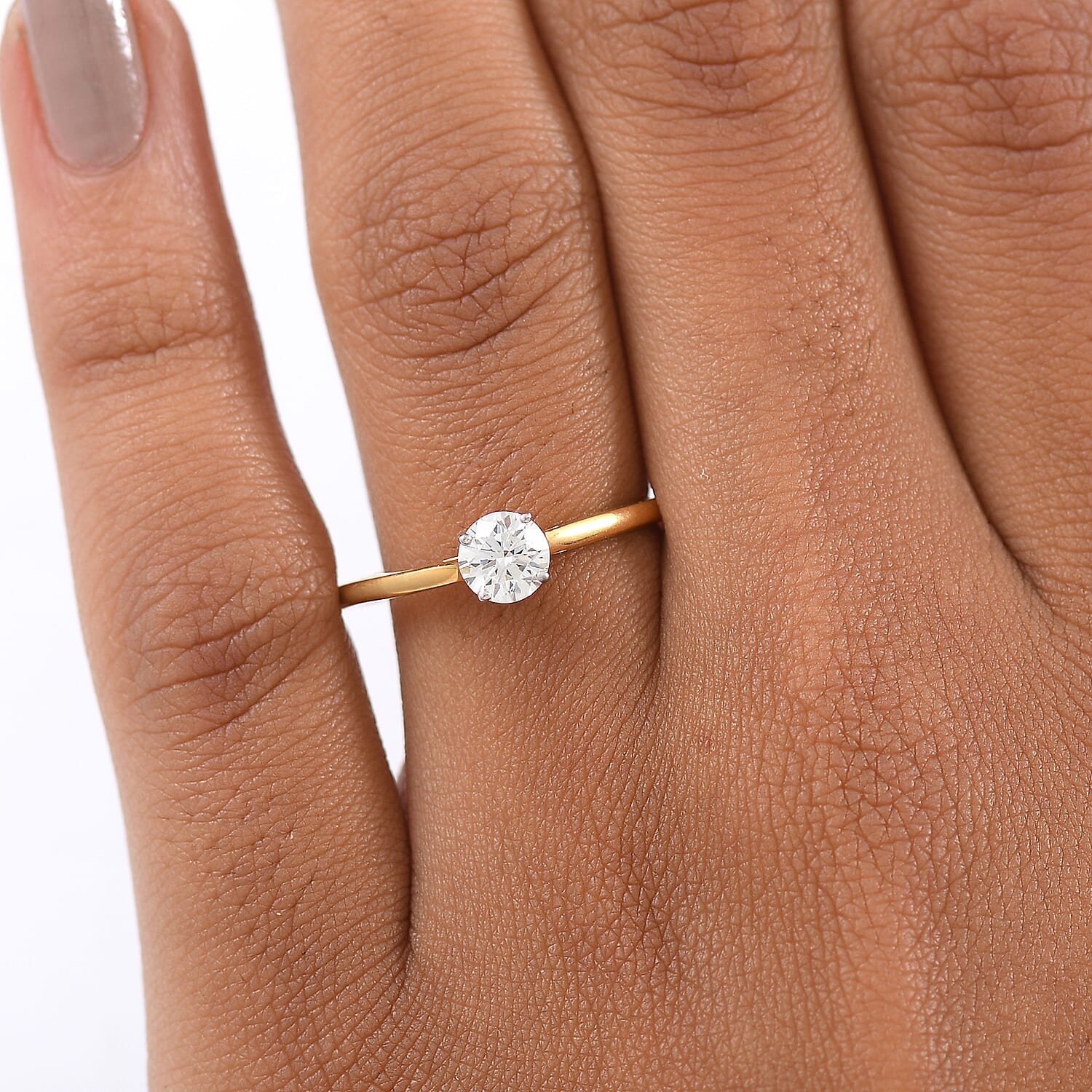 LUXURIANT 0.5 Ct. Lab Grown Diamond Solitaire Ring in 18K Vermeil Yellow Gold Sterling Silver 8291763 2