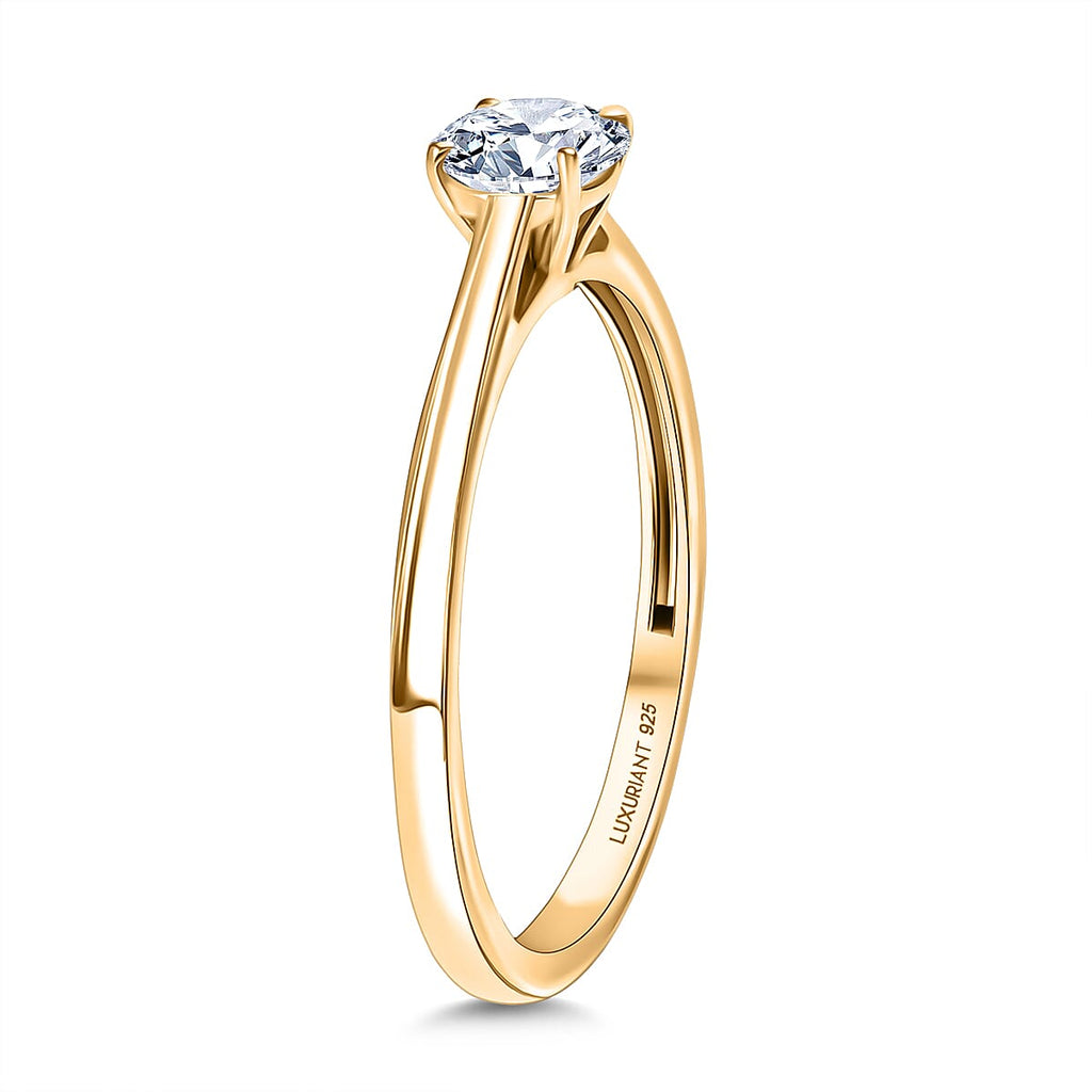 Luxuriant SI-G-H Lab Grown Diamond Solitaire Ring in 18K Vermeil Yellow Gold Plated Sterling Silver
