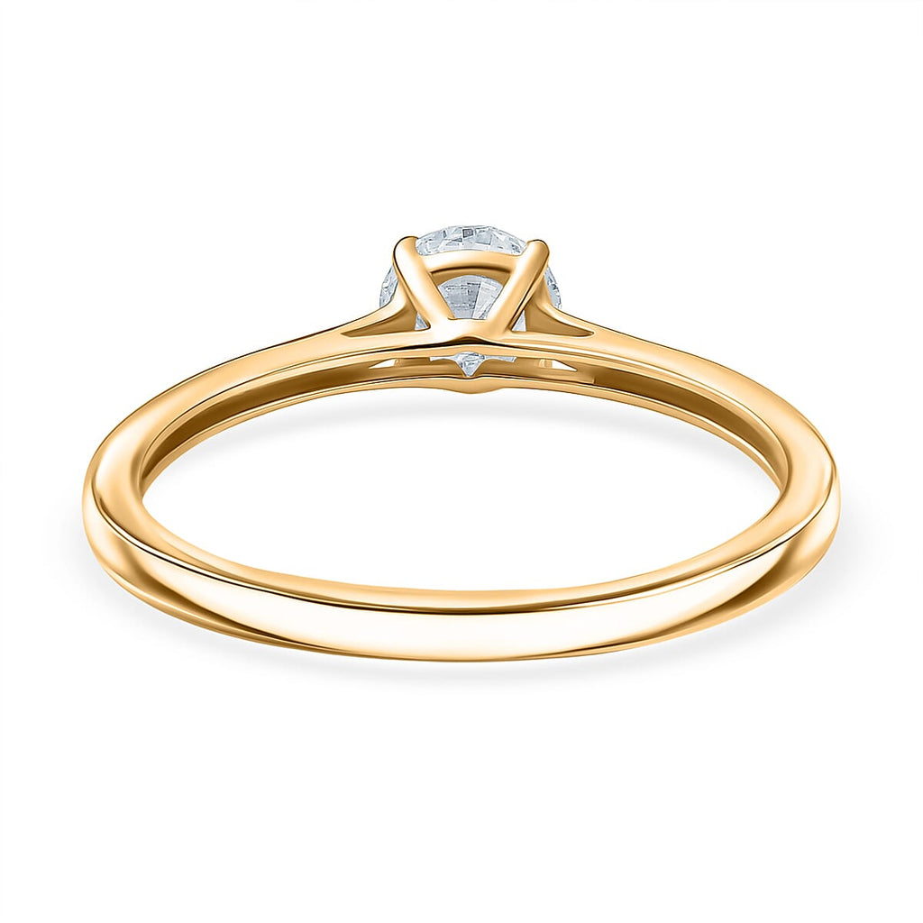 Luxuriant SI-G-H Lab Grown Diamond Solitaire Ring in 18K Vermeil Yellow Gold Plated Sterling Silver