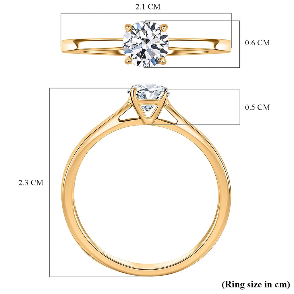 Luxuriant SI-G-H Lab Grown Diamond Solitaire Ring in 18K Vermeil Yellow Gold Plated Sterling Silver