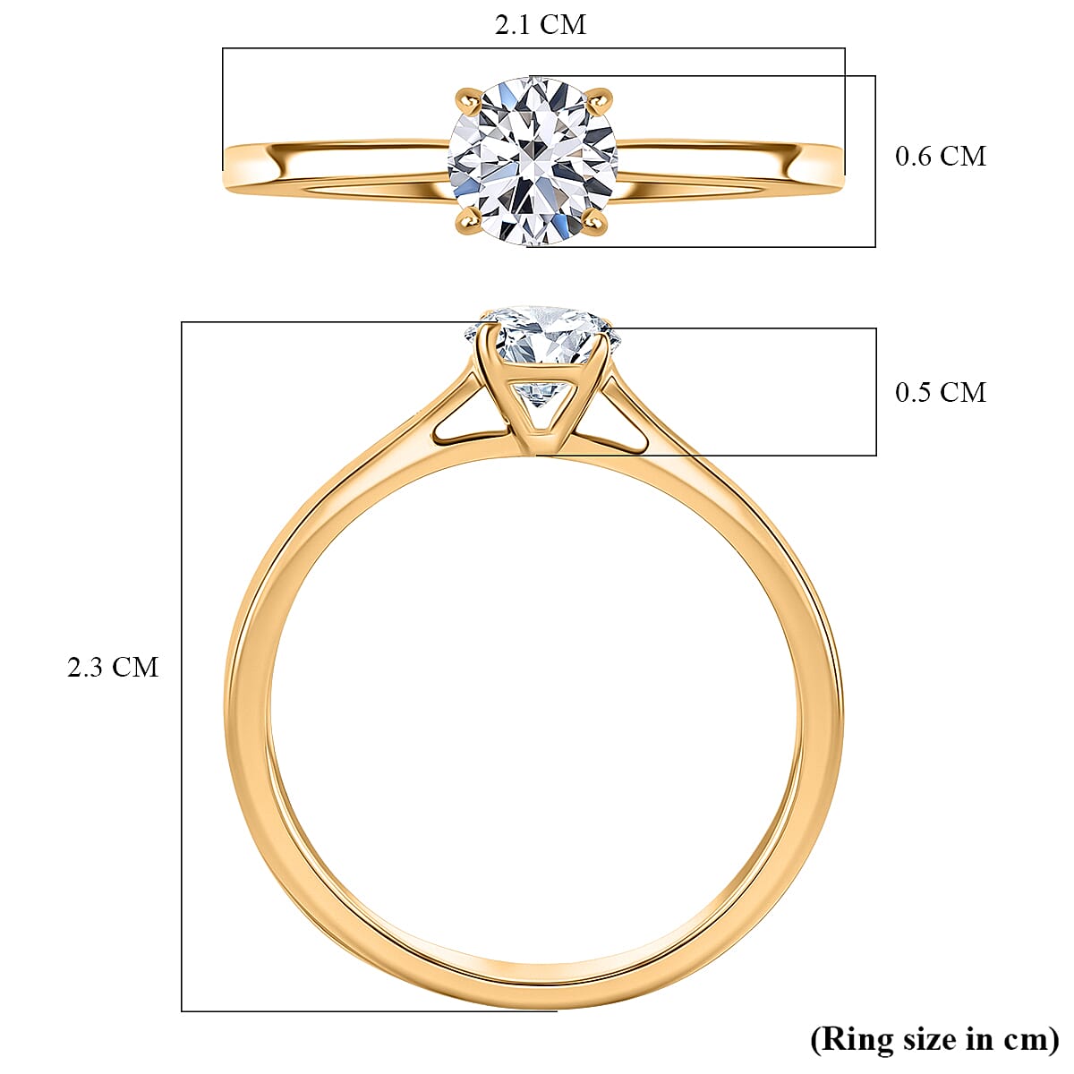 LUXURIANT 0.5 Ct. Lab Grown Diamond Solitaire Ring in 18K Vermeil Yellow Gold Sterling Silver 8291763 5