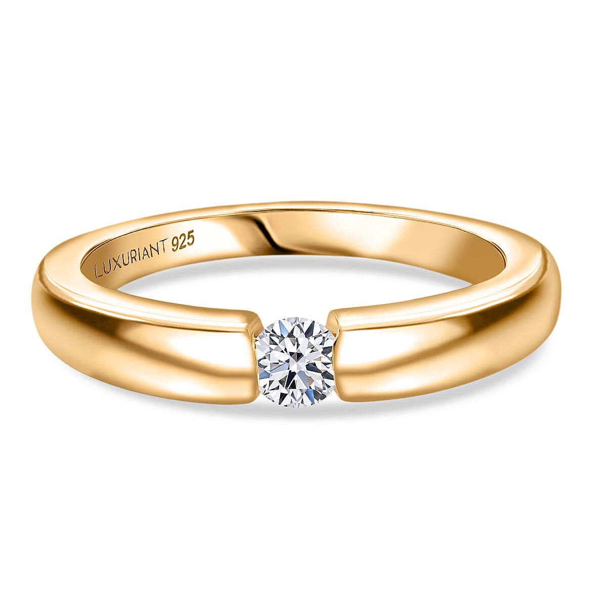LUXURIANT Lab Grown Diamond Solitaire Stackable Ring in 18K Vermeil Yellow Gold Plated Sterling Silver (SI/GH) 8322445 0