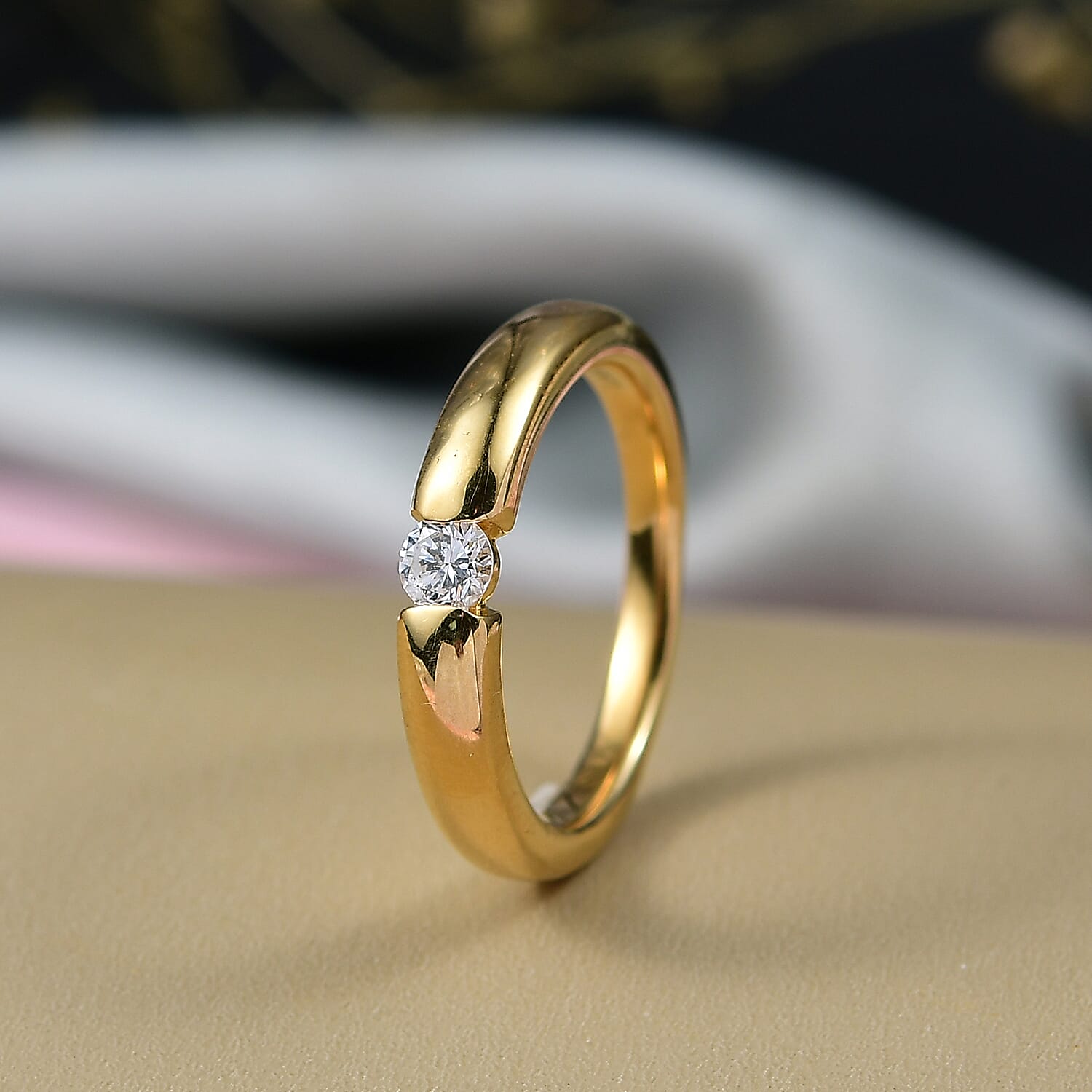 LUXURIANT Lab Grown Diamond Solitaire Stackable Ring in 18K Vermeil Yellow Gold Plated Sterling Silver (SI/GH) 8322445 2