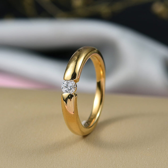 LUXURIANT Lab Grown Diamond Solitaire Stackable Ring in 18K Vermeil Yellow Gold Plated Sterling Silver (SI/GH) 8322445 2