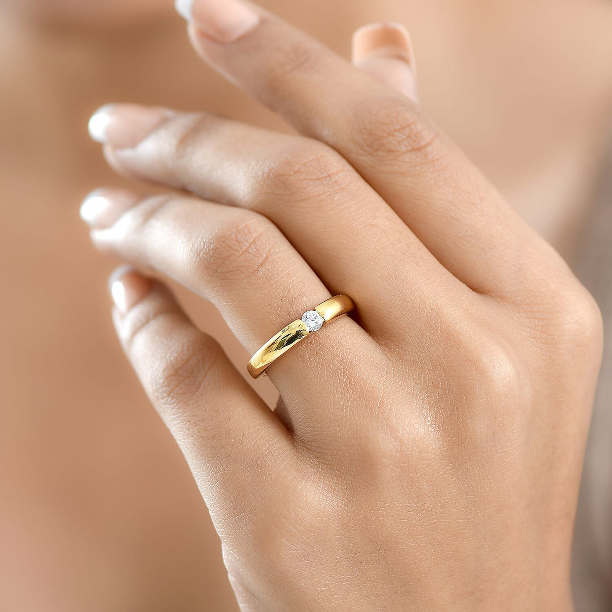 LUXURIANT Lab Grown Diamond Solitaire Stackable Ring in 18K Vermeil Yellow Gold Plated Sterling Silver (SI/GH) 8322445 3
