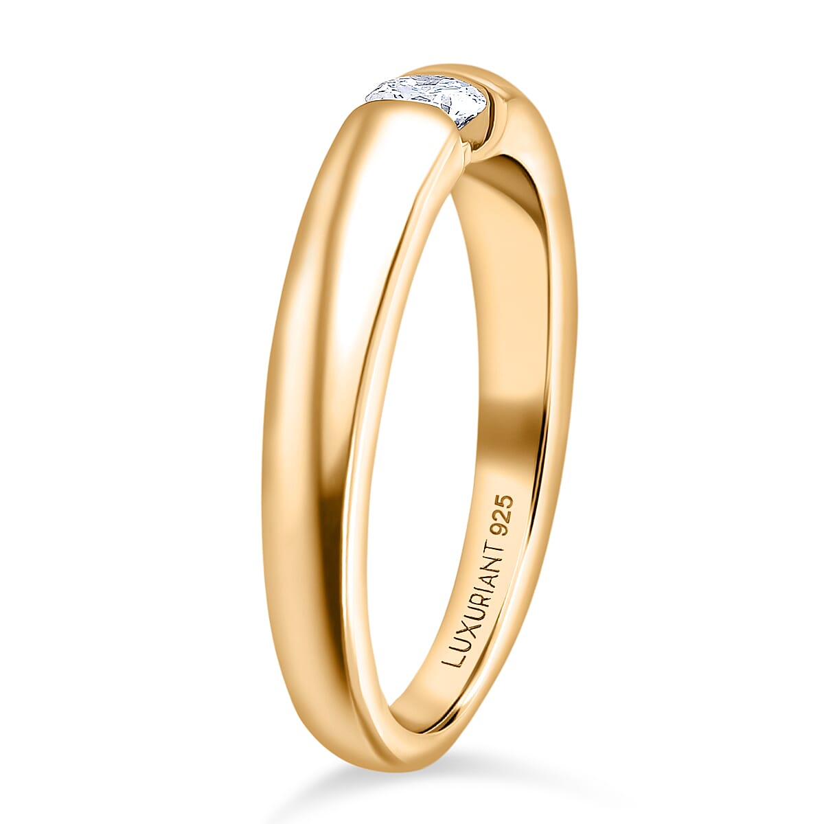LUXURIANT Lab Grown Diamond Solitaire Stackable Ring in 18K Vermeil Yellow Gold Plated Sterling Silver (SI/GH) 8322445 4