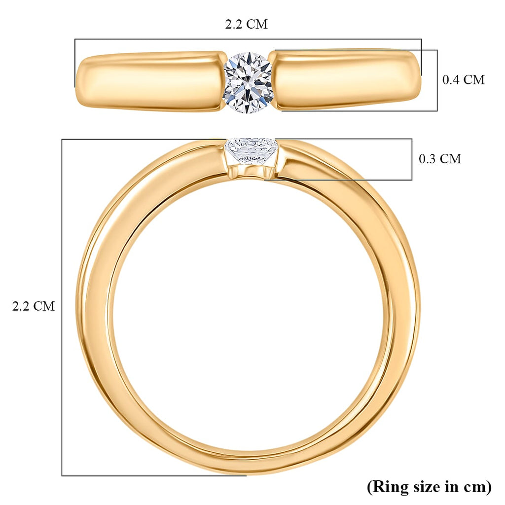 Black Friday Deal - Luxuriant Lab Grown Diamond (SI-GH) Solitaire Ring in 18K Vermeil Yellow Gold Plated Sterling Silver 0.15 Ct.