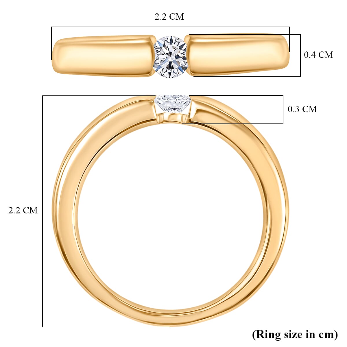 LUXURIANT Lab Grown Diamond Solitaire Stackable Ring in 18K Vermeil Yellow Gold Plated Sterling Silver (SI/GH) 8322445 6