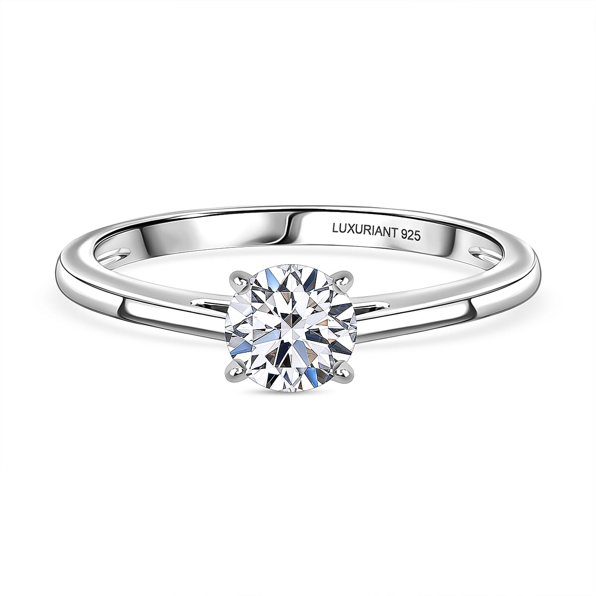 LUXURIANT 0.5 Ct. Lab Grown Diamond Solitaire Ring in Rhodium Overlay Sterling Silver V32627631 2