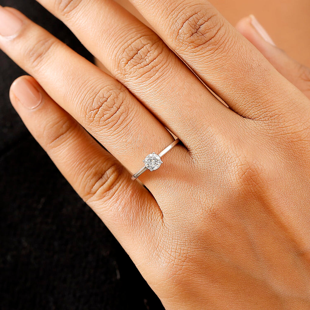 Luxuriant Lab Grown Diamond Solitaire Ring in Rhodium OverlaySterling Silver  0.500  Ct.
