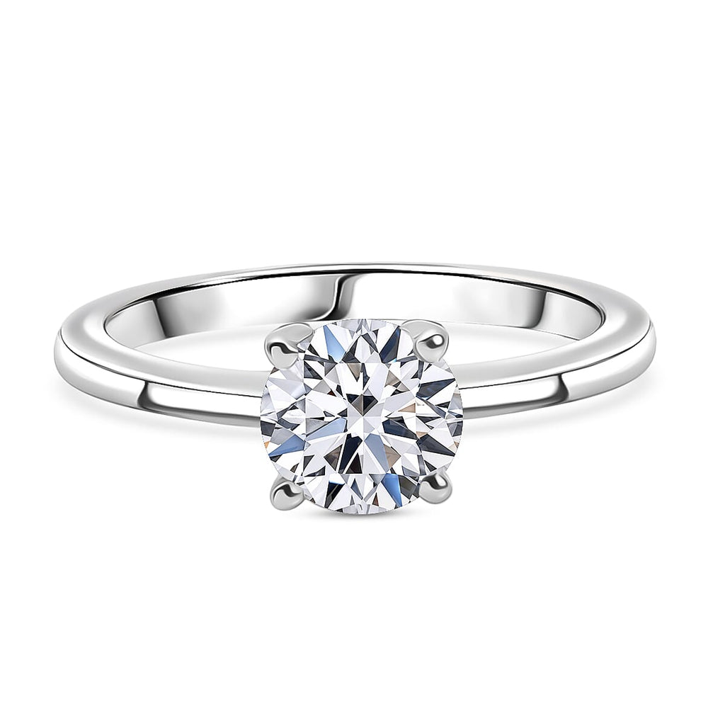 Luxuriant Lab Grown Diamond Solitaire Ring in Rhodium OverlaySterling Silver  1.030  Ct.