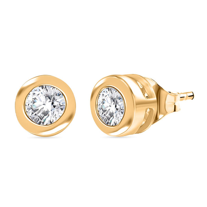 LUXURIANT 0.5 Ct. Lab Grown Diamond Solitaire Stud Earring with Screw Back in 18K Vermeil Yellow Gold Plated Sterling Silver (SI-GH) 8267600 1
