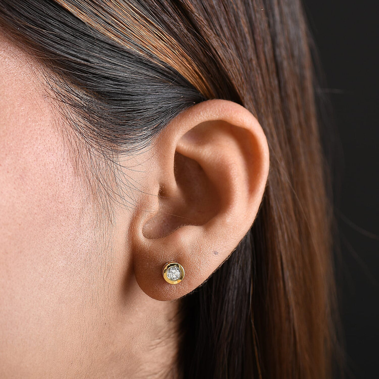 LUXURIANT 0.5 Ct. Lab Grown Diamond Solitaire Stud Earring with Screw Back in 18K Vermeil Yellow Gold Plated Sterling Silver (SI-GH) 8267600 3