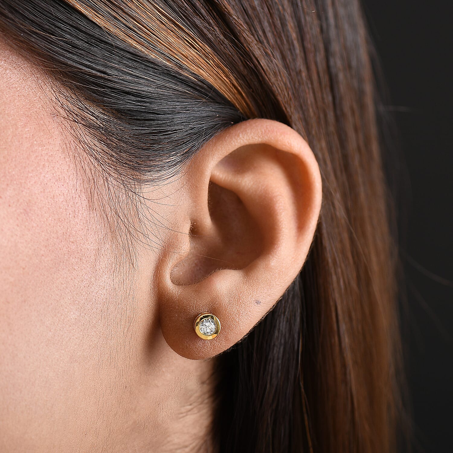 LUXURIANT 0.5 Ct. Lab Grown Diamond Solitaire Stud Earring with Screw Back in 18K Vermeil Yellow Gold Plated Sterling Silver (SI-GH) 8267600 3