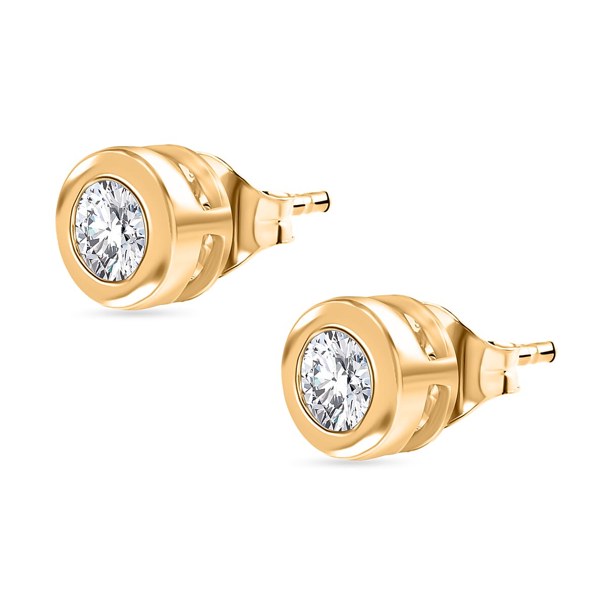 LUXURIANT 0.5 Ct. Lab Grown Diamond Solitaire Stud Earring with Screw Back in 18K Vermeil Yellow Gold Plated Sterling Silver (SI-GH) 8267600 4