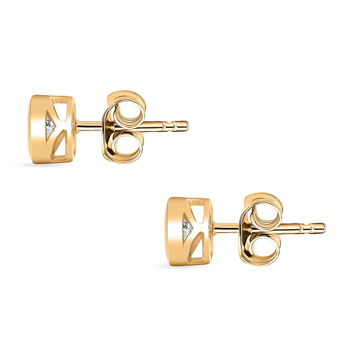 LUXURIANT 0.5 Ct. Lab Grown Diamond Solitaire Stud Earring with Screw Back in 18K Vermeil Yellow Gold Plated Sterling Silver (SI-GH) 8267600 5