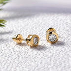 Luxuriant Lab Grown Diamond (SI-GH) Solitaire Stud Earring with Screw Back in 18K Vermeil Yellow Gold Plated Sterling Silver 0.51 Ct.