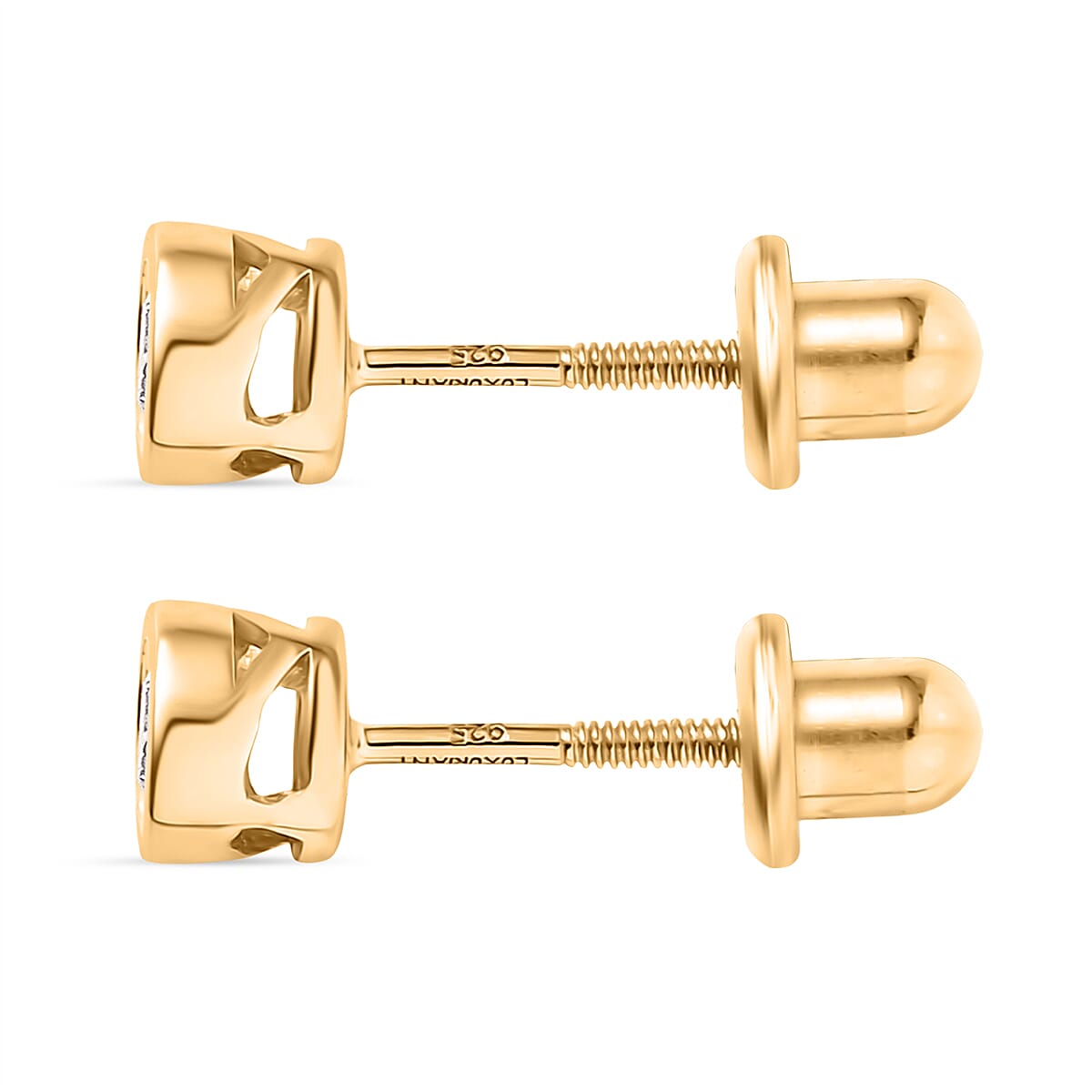 LUXURIANT 0.5 Ct. Lab Grown Diamond Solitaire Stud Push Post Earring in 18K Vermeil Yellow Gold Over Sterling Silver (SI-GH) V32530392 4