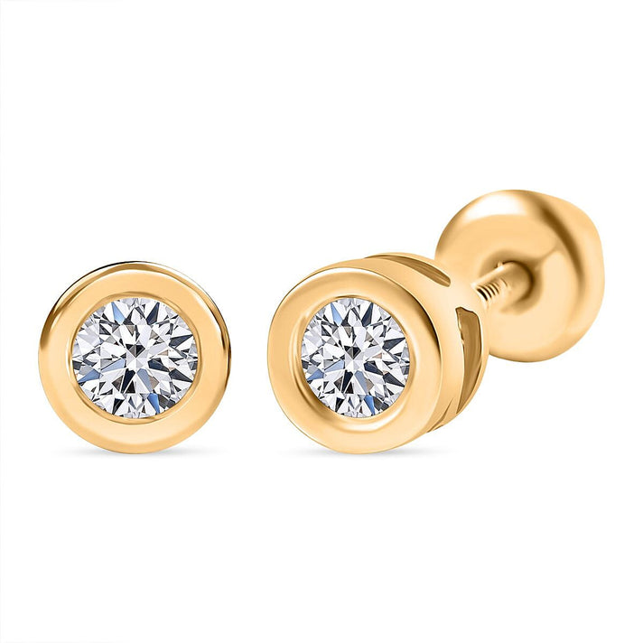 LUXURIANT Lab Grown Diamond Solitaire Stud Push Post Earring in 18K Vermeil Yellow Gold Plated Sterling Silver 8265509 1