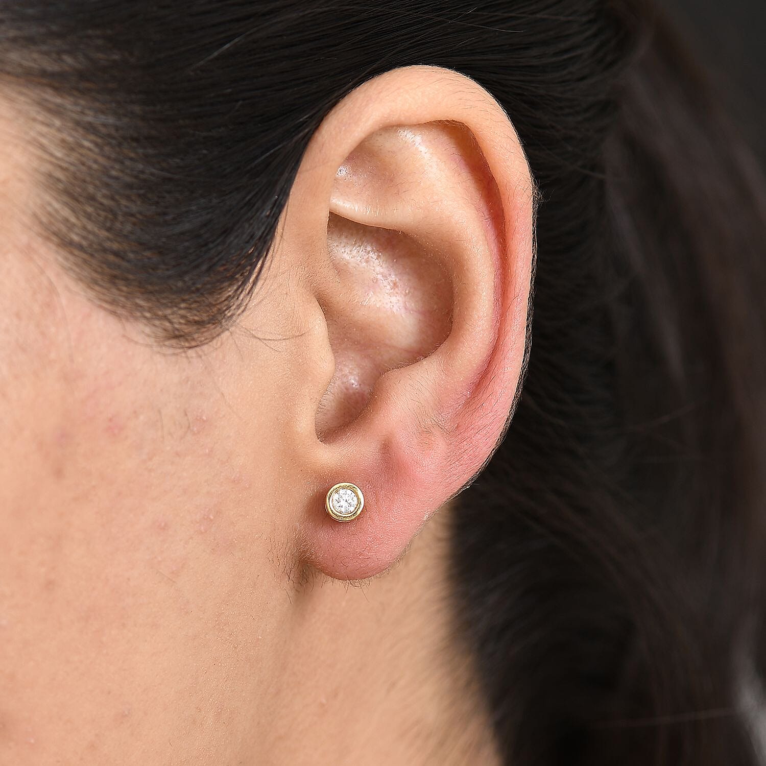 LUXURIANT Lab Grown Diamond Solitaire Stud Push Post Earring in 18K Vermeil Yellow Gold Plated Sterling Silver 8265509 3