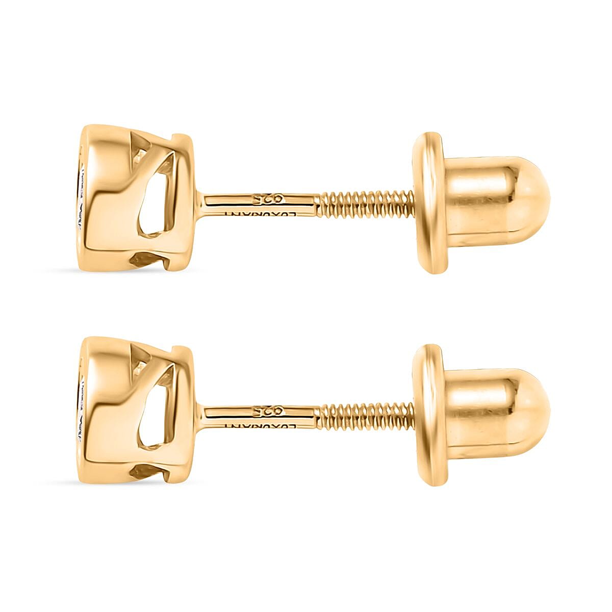 LUXURIANT Lab Grown Diamond Solitaire Stud Push Post Earring in 18K Vermeil Yellow Gold Plated Sterling Silver 8265509 4