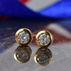 Luxuriant Lab Grown Diamond Solitaire Stud Push Post Earring in 18K Vermeil Yellow Gold Plated Sterling Silver 1.04 Ct.