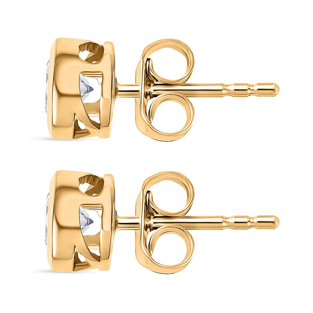 Luxuriant Lab Grown Diamond Solitaire Stud Push Post Earring in 18K Vermeil Yellow Gold Plated Sterling Silver 1.04 Ct.