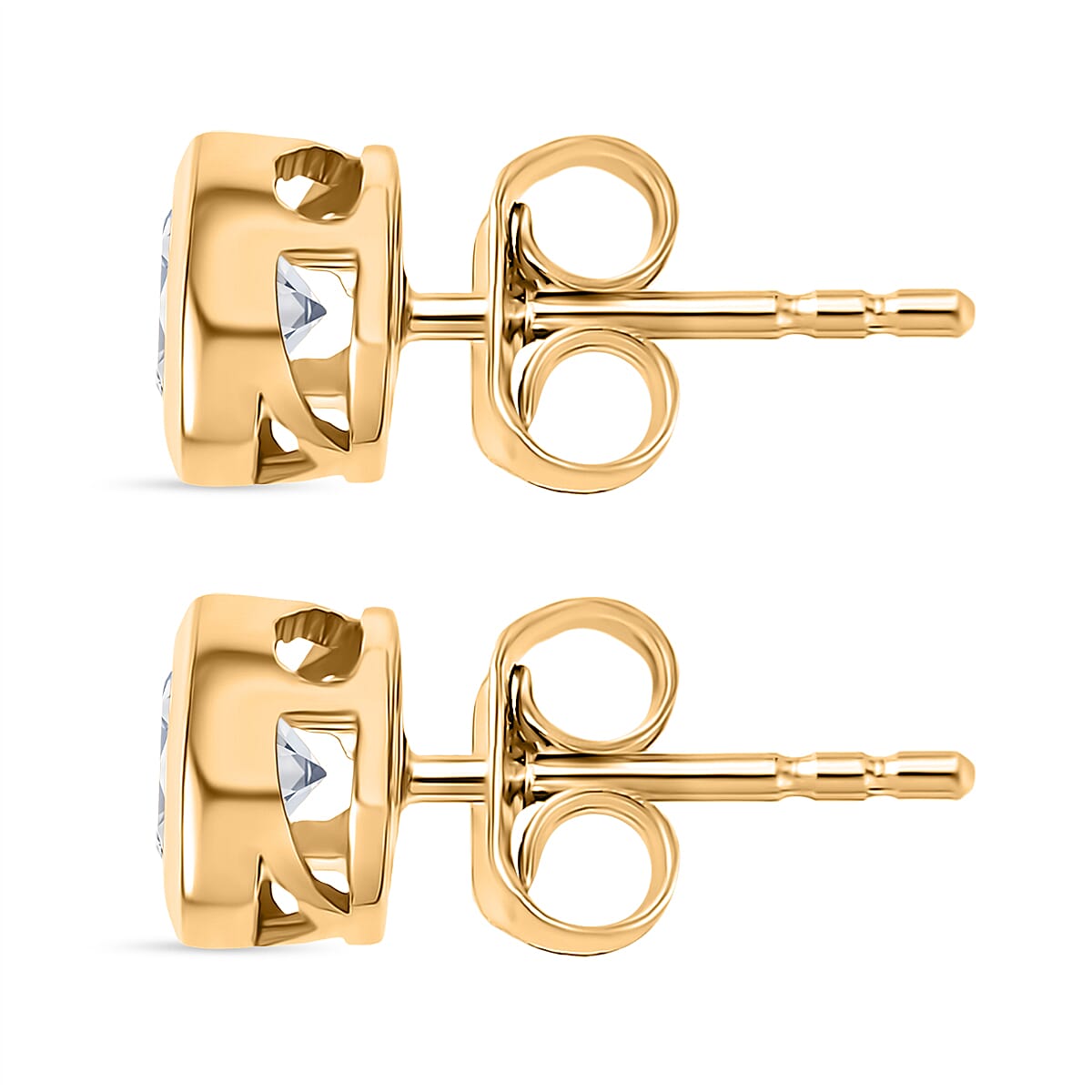 LUXURIANT 1 Ct. Lab Grown Diamond Solitaire Stud Push Post Earring in 18K Vermeil Yellow Gold Plated Sterling Silver 8267804 4