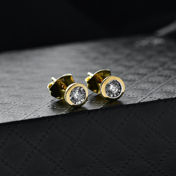 LUXURIANT Lab Grown Diamond Solitaire Stud Push Post Earring in 18K Vermeil Yellow Gold Plated Sterling Silver 8374530 2