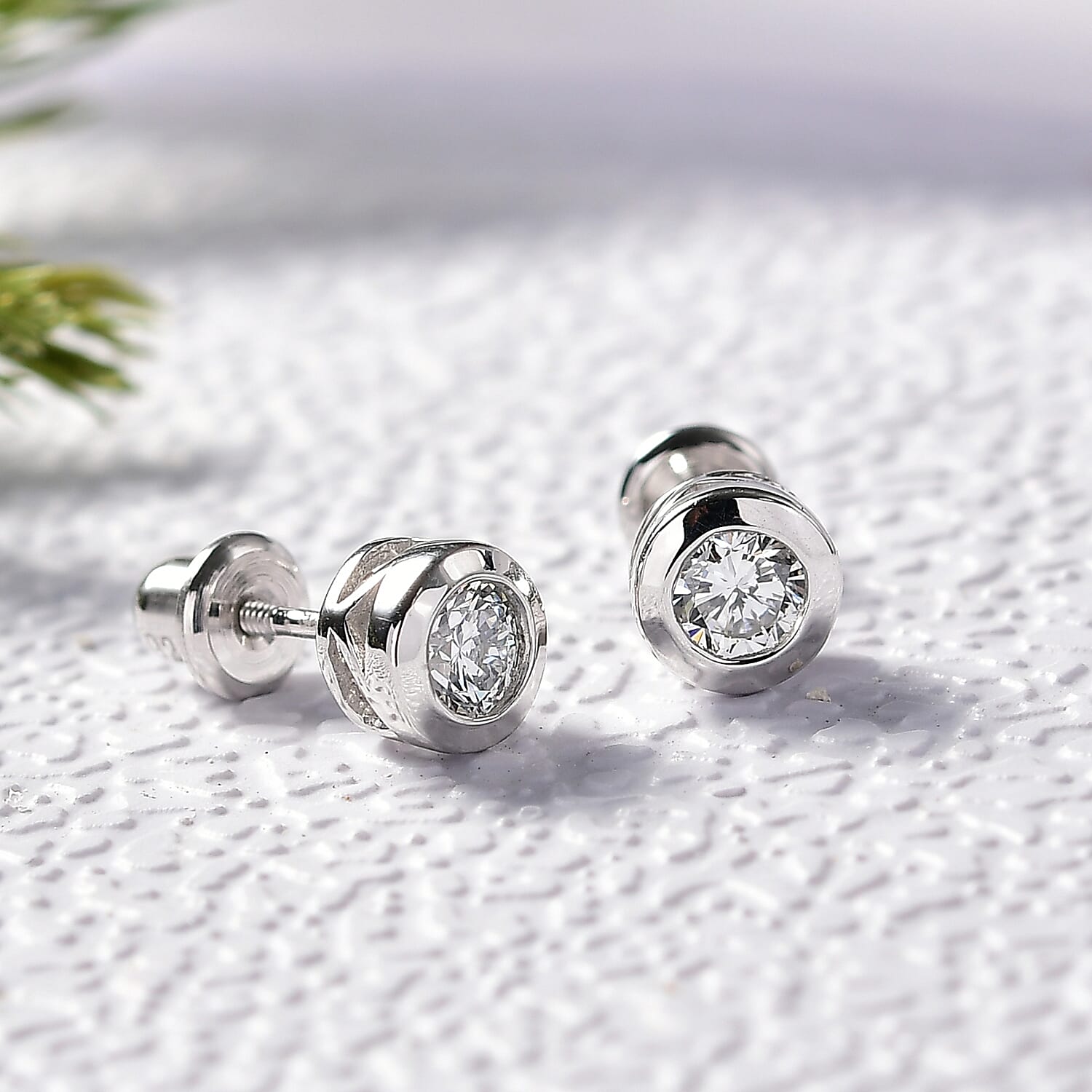 LUXURIANT 0.50 Ct. Lab Grown Diamond Solitaire Stud Push Post Earring in Rhodium Overlay Sterling Silver (SI-GH) 8258345 7