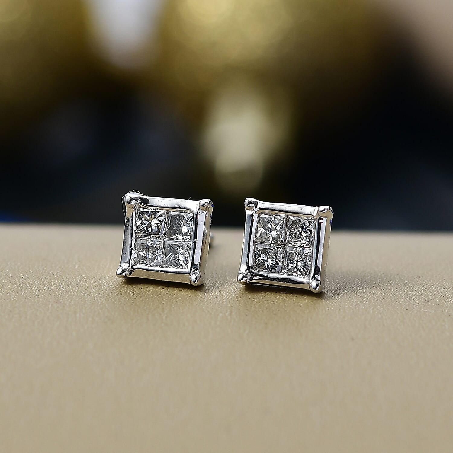 LUXURIANT 0.5 Ct. Lab Grown Diamond Stud Push Post Earring in Rhodium Overlay Sterling Silver 8262618 2
