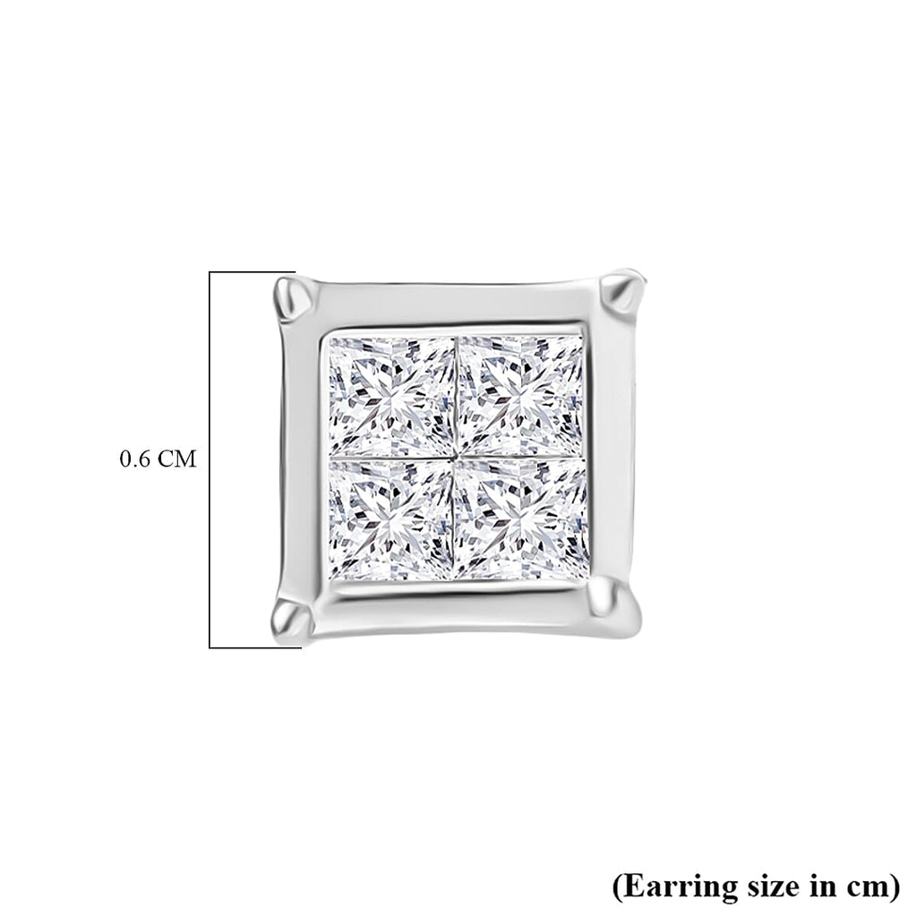Luxuriant Lab Grown Diamond (VS-E-F) Solitaire Stud Push Post Earring in Rhodium Overlay Sterling Silver 0.50 Ct.